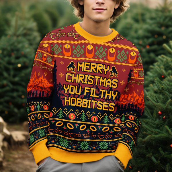 250307800 aa haoli 3d ugly sweater lord of the ring christmas you filthy hobbitses 5 u0vqz
