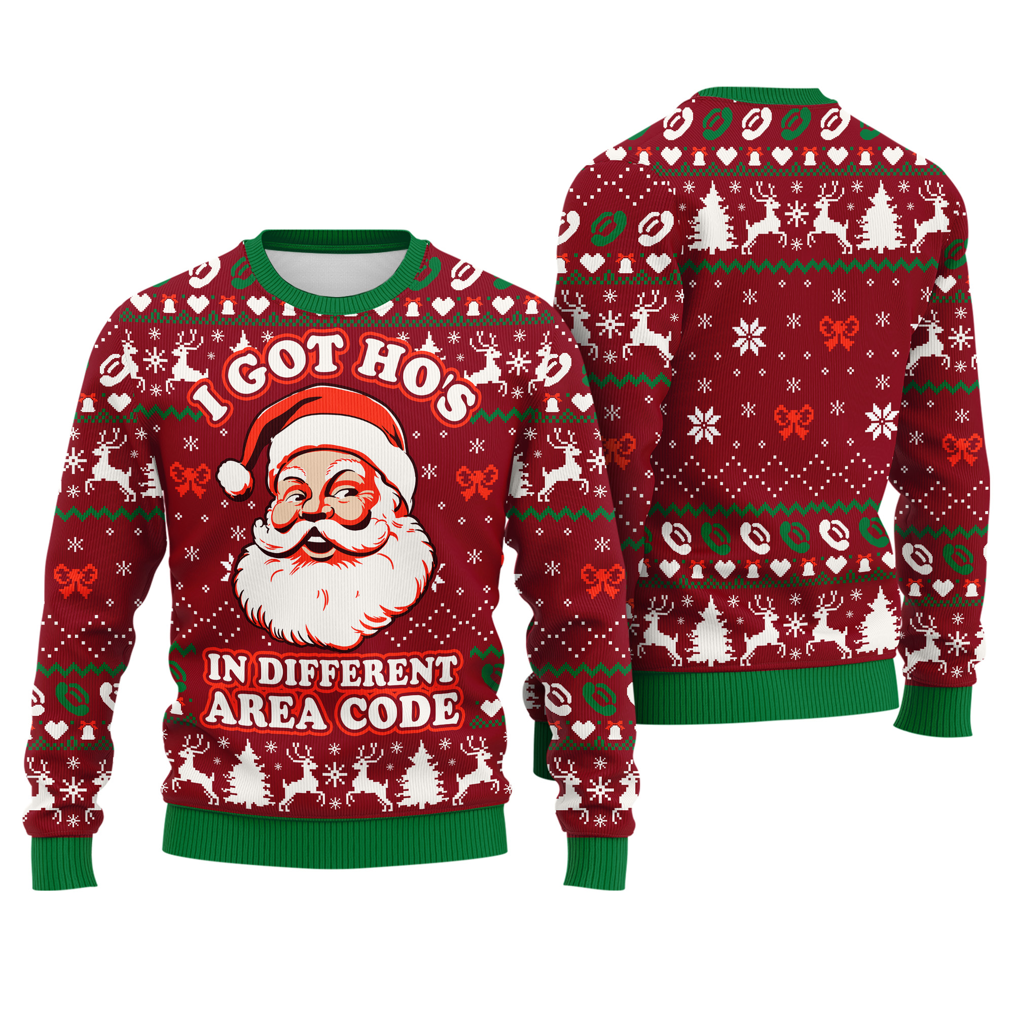 I Got Hos In Different Area Code Holiday Humor Ugly Xmas Sweater