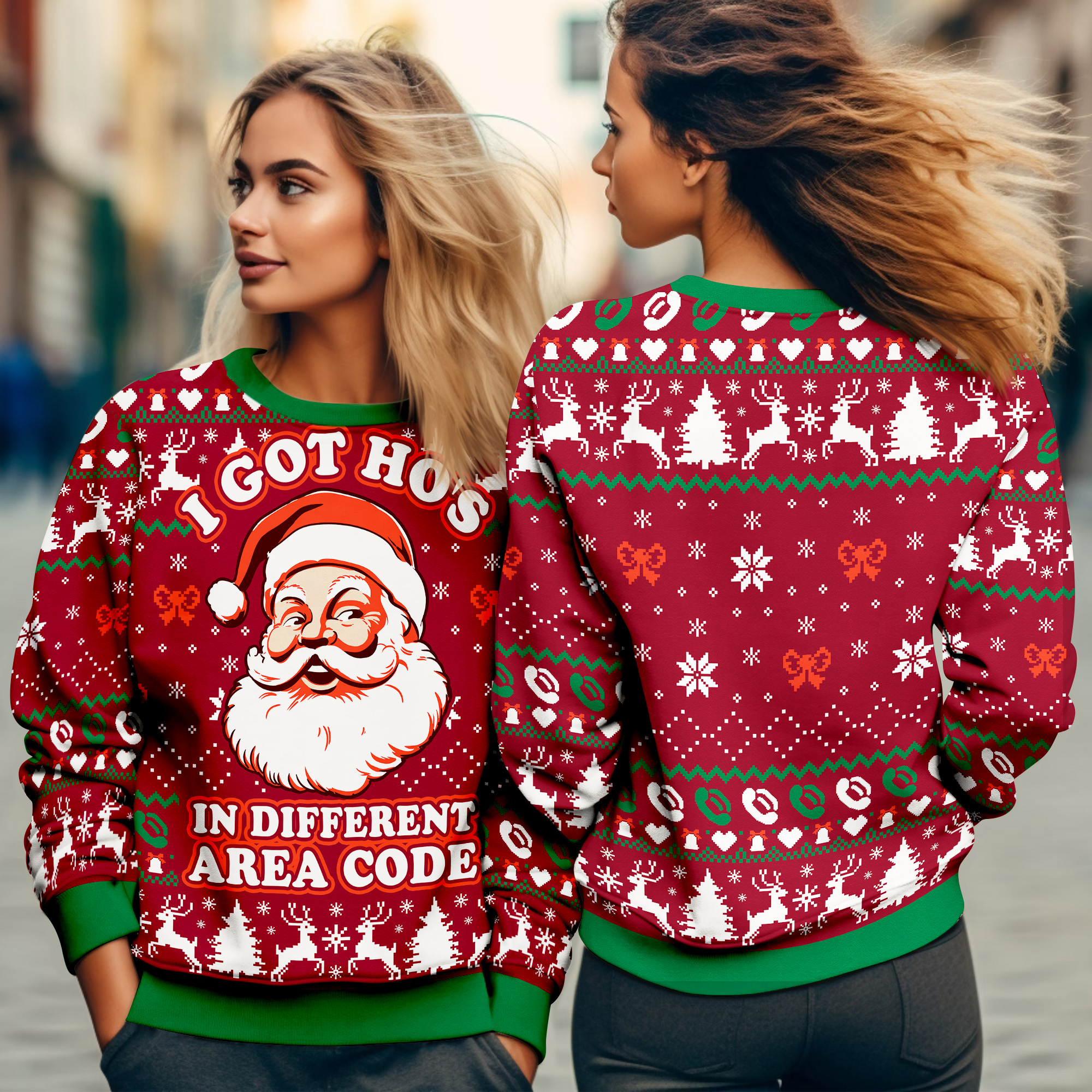 I Got Hos In Different Area Code Holiday Humor Ugly Xmas Sweater