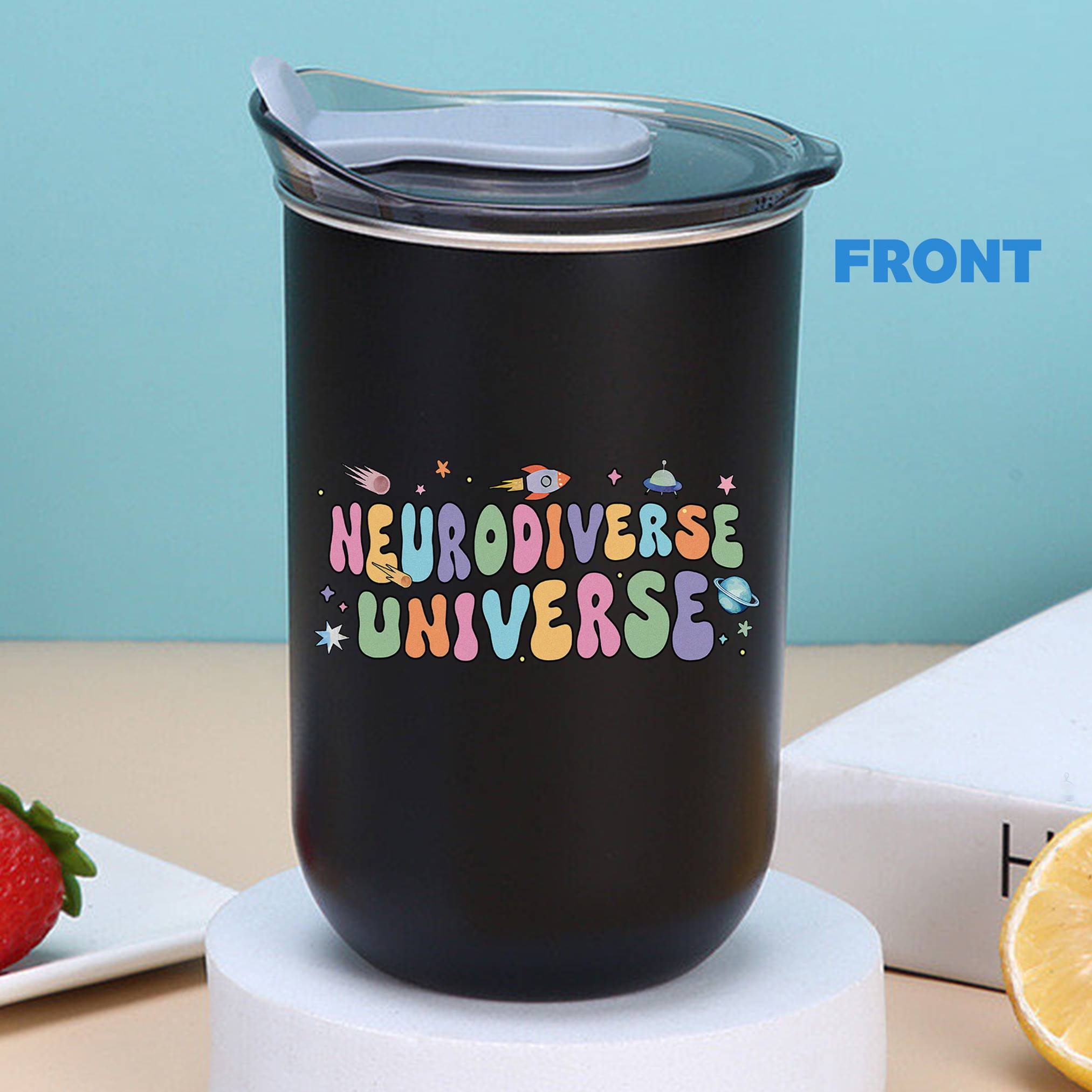Neurodiverse Universe Colorful Planets Autism Awareness Wine Tumbler