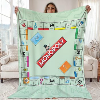 Monopoly Classic Board Game Retro Hasbro Fleece Blanket