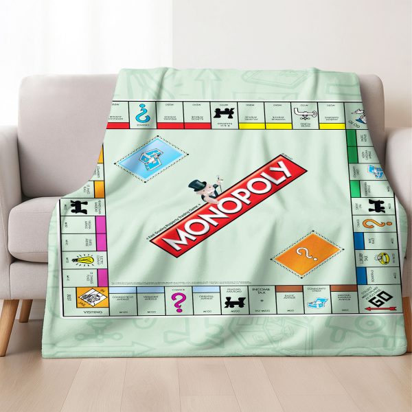 Alternative view of Monopoly Classic Board Game Retro Hasbro Fleece Blanket
