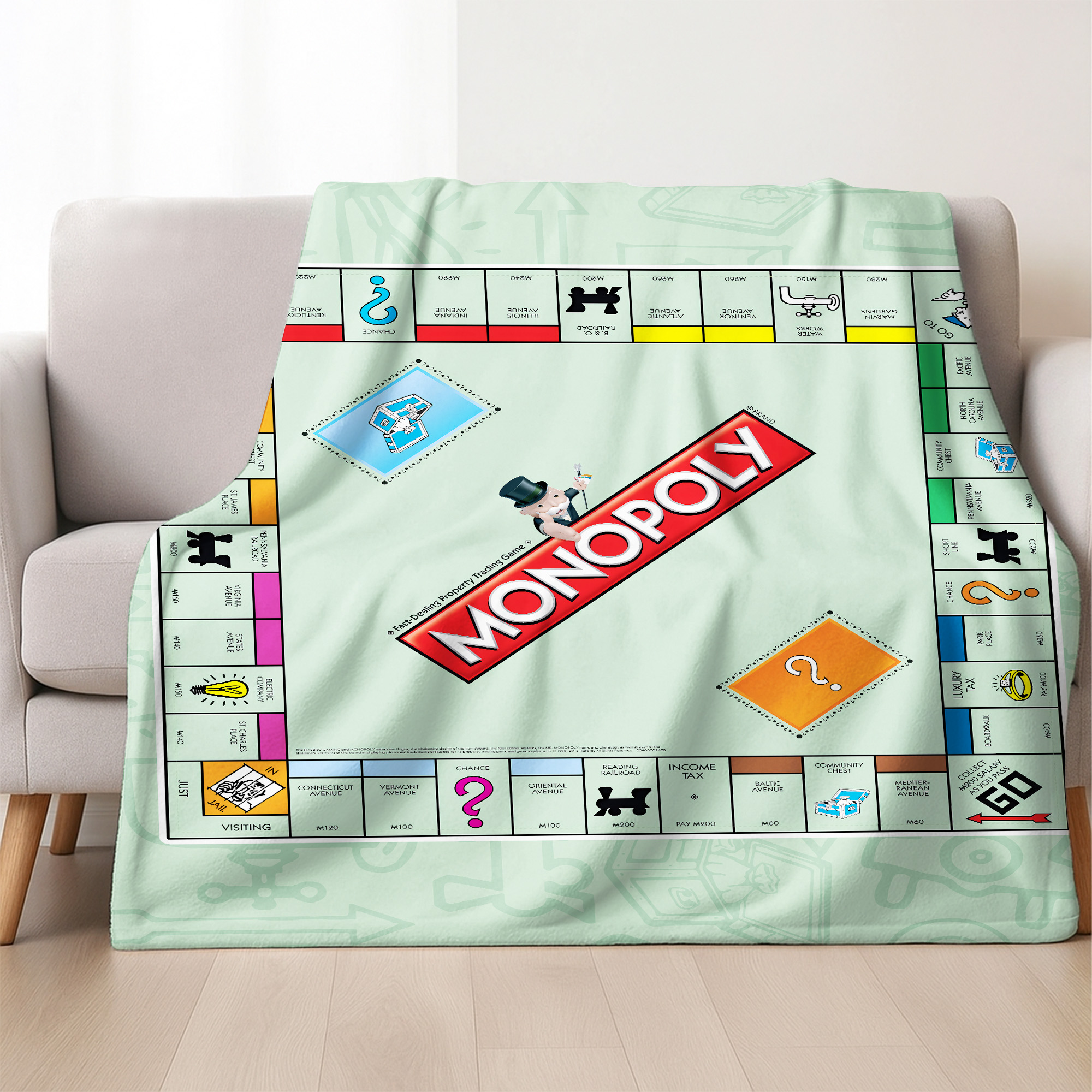 Monopoly Classic Board Game Retro Hasbro Fleece Blanket