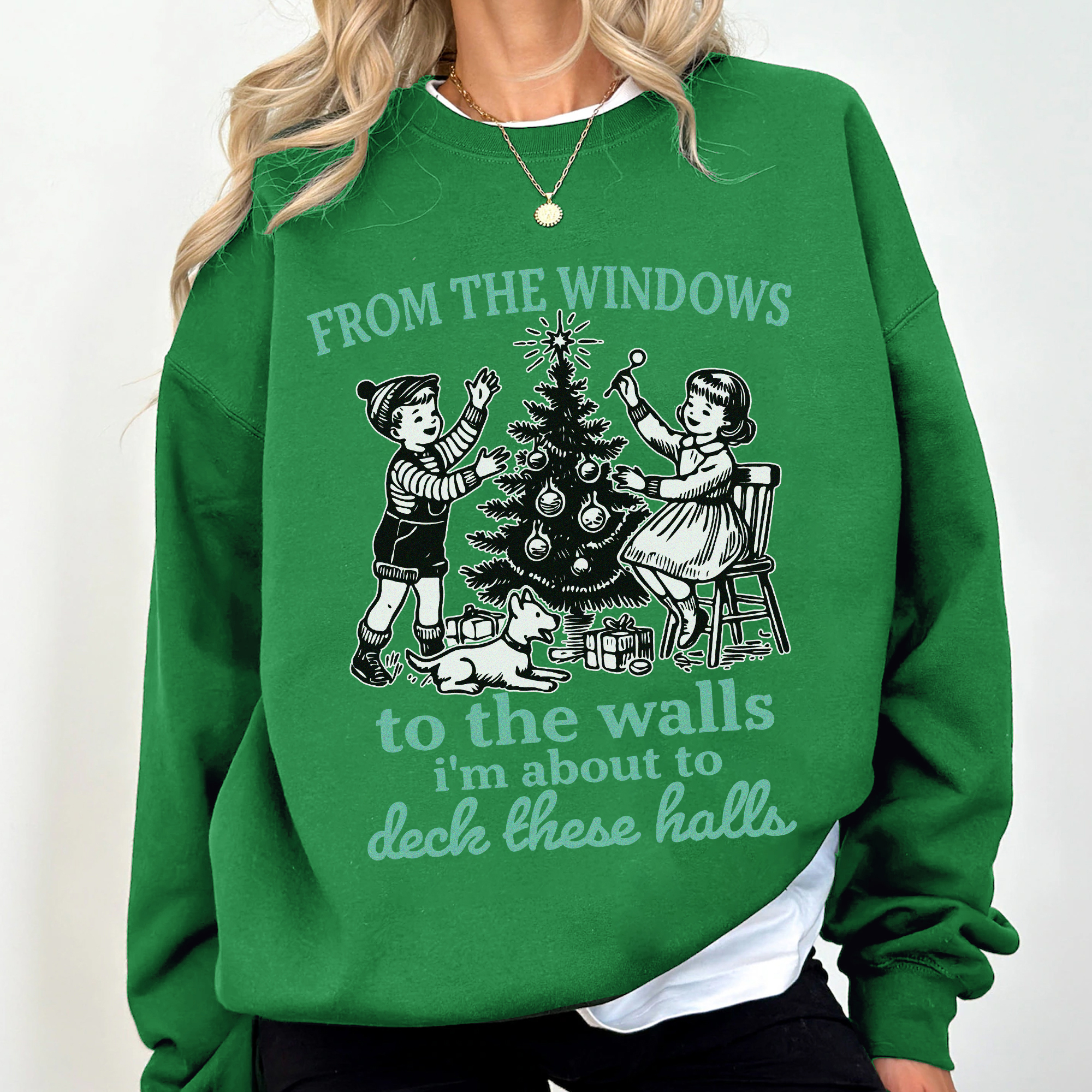 From The Windows To The Walls Deck These Halls Vintage Christmas Apparel