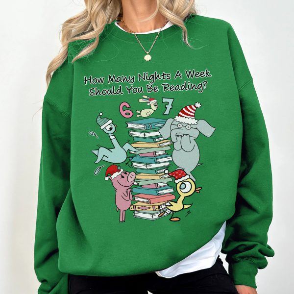 Alternative view of Elephant Piggie Pigeon Reading 6-7 Nights Mo Willems Inspired Apparel