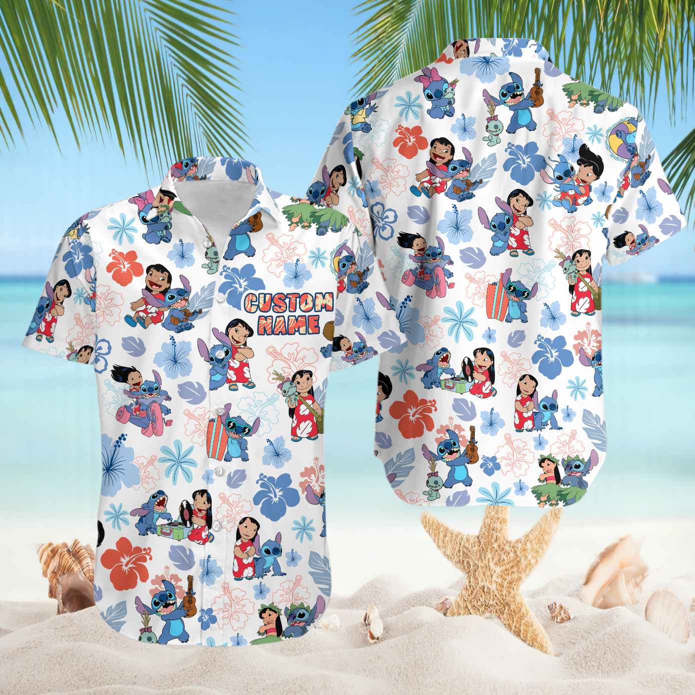 Cute Lilo And Stitch Hawaii Vacation Floral Pattern Disney Hawaiian Shirt