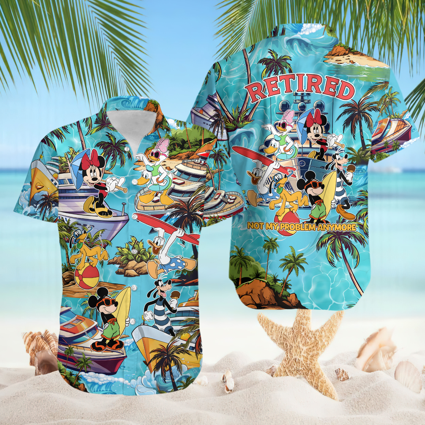 Disney Mickey And Friends Retired Vacation Cruise Tropical Adventure Hawaiian Shirt