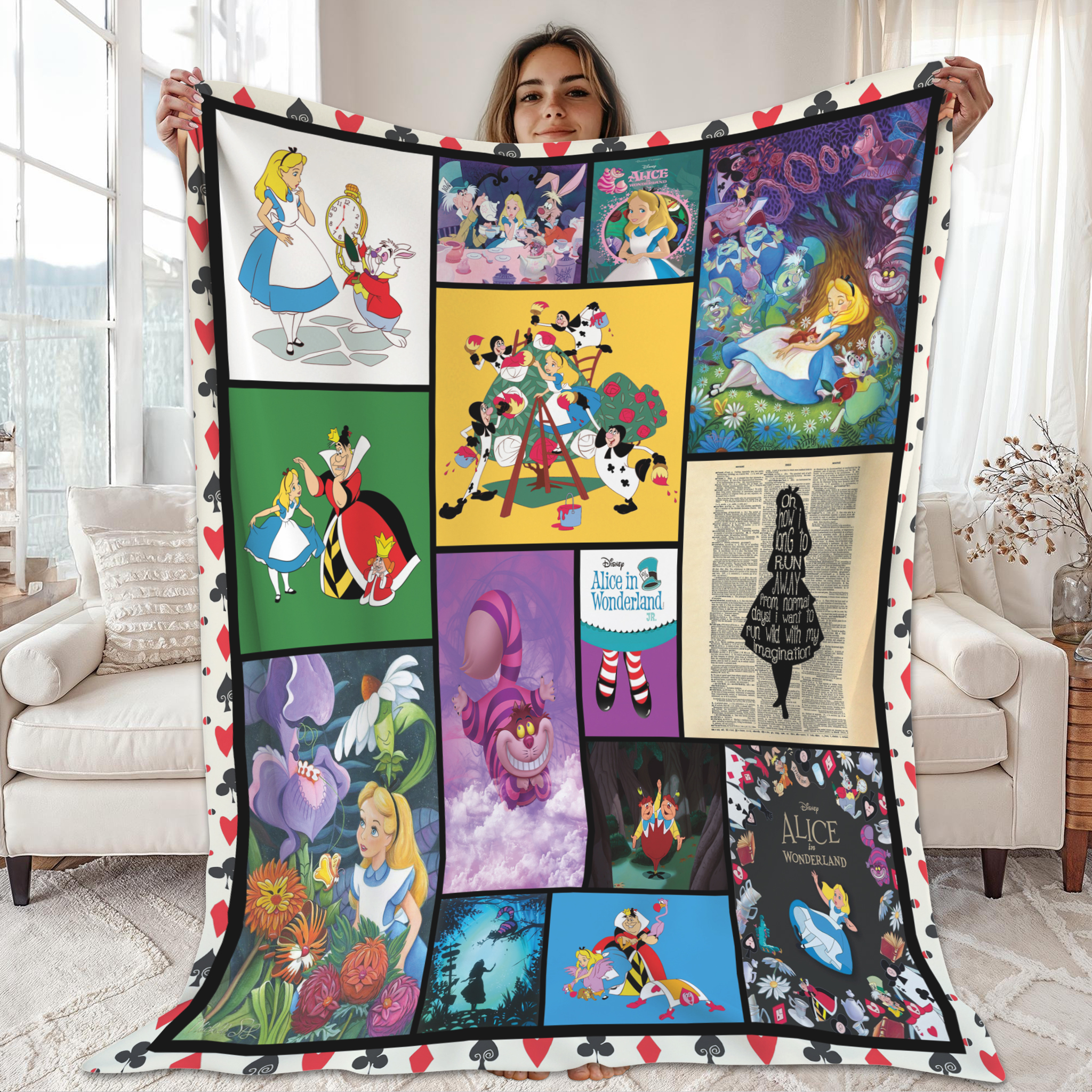 Alice in Wonderland Disney Alice & Cheshire Cat Characters Fleece tBlanket Alice in Wonderland Disney Alice & Cheshire Cat Characters Fleece tBlanket