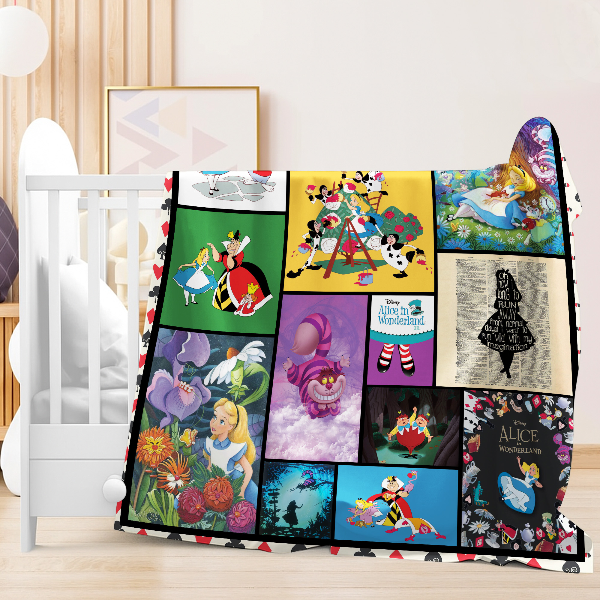 Alice in Wonderland Disney Alice & Cheshire Cat Characters Fleece tBlanket