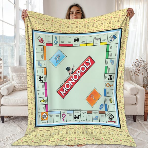 Monopoly Classic Board Game Vintage Hasbro Fleece Blanket