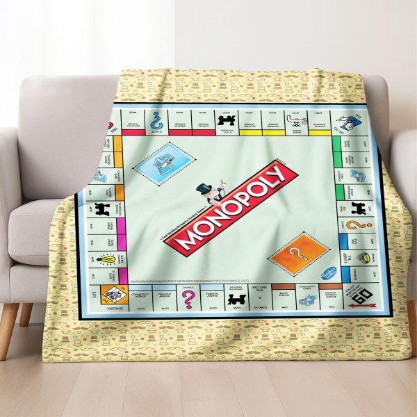 Alternative view of Monopoly Classic Board Game Vintage Hasbro Fleece Blanket