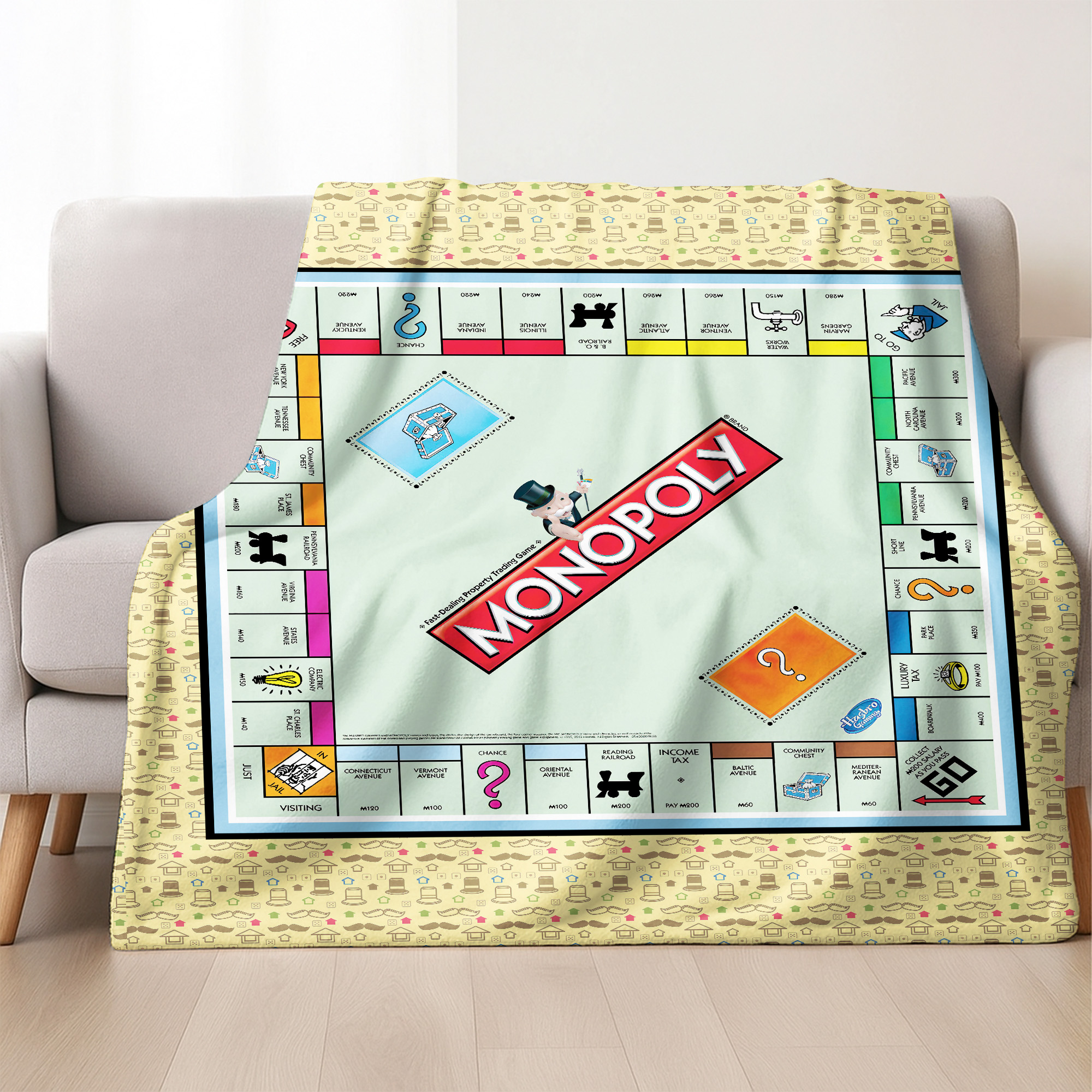 Monopoly Classic Board Game Vintage Hasbro Fleece Blanket