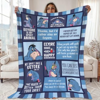 Eeyore Quotes Winnie the Pooh Disney Blue Patchwork Fleece Blanket