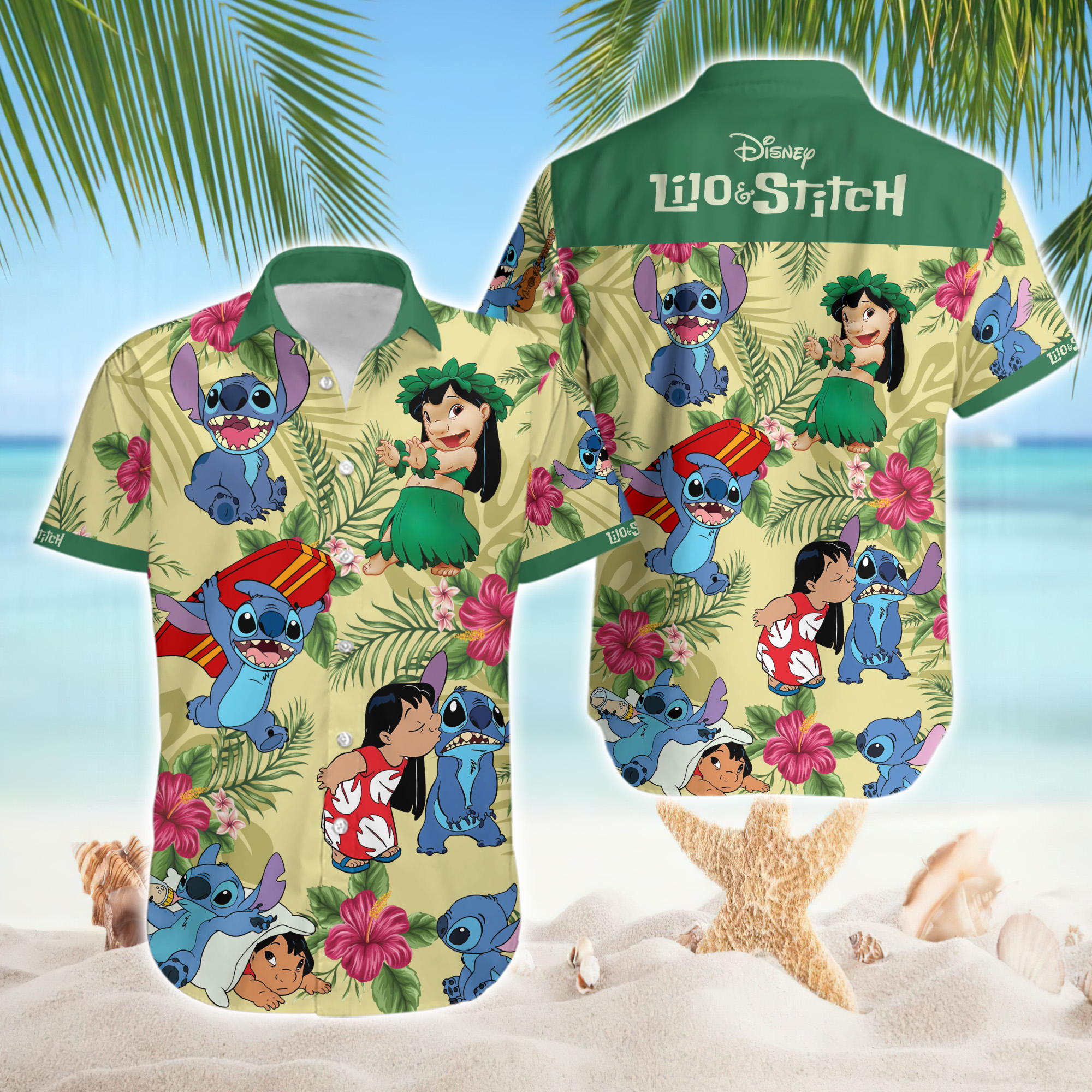 Lilo And Stitch Hawaii Hula Dance Floral Vacation Theme Hawaiian Shirt