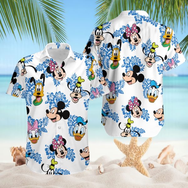 Mickey Minnie Donald Goofy Pluto Disney Friends Vacation Theme Hawaiian Shirt