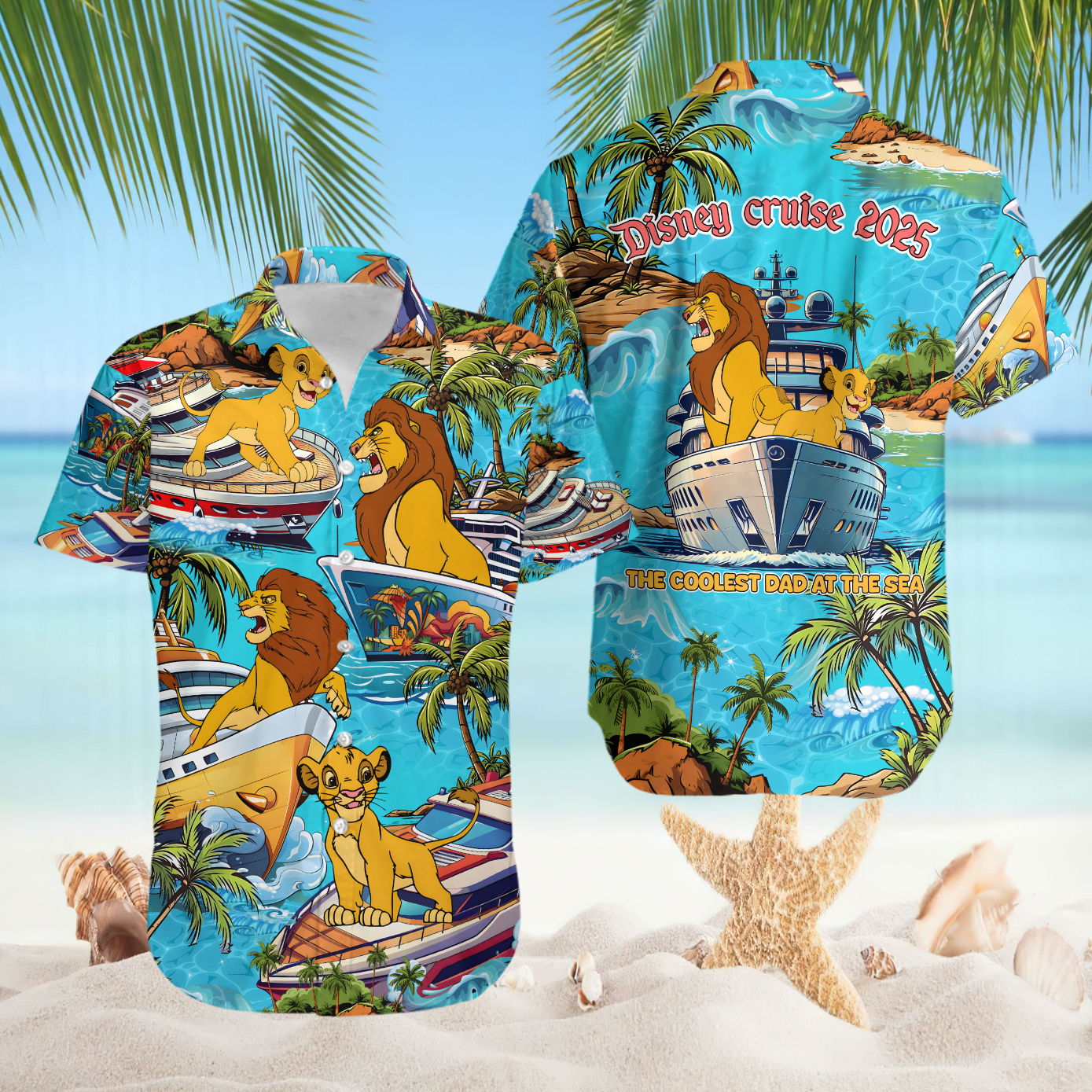 Mufasa And Simba Disney Lion King Island Cruise Holiday Pattern Hawaiian Shirt