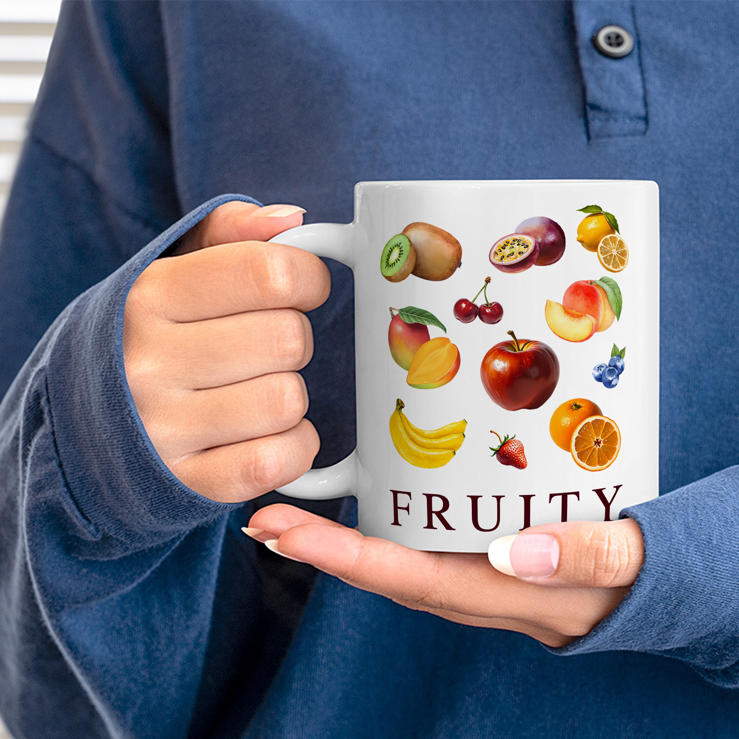 Fruity Aesthetic Mugs – Colorful Mixed Fruits Illustration