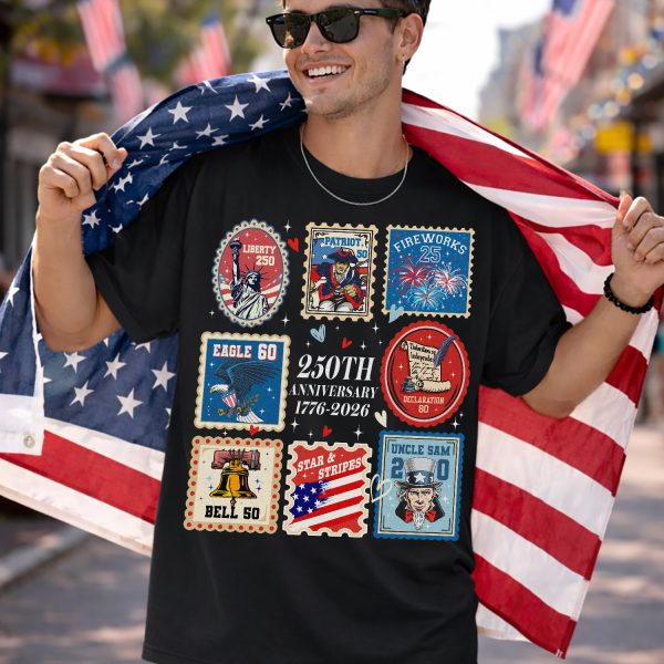 260114400 gm tshirt 2d celebrate usa 250th anniversary patriotic usa stampsmk man vu309 black b79ax