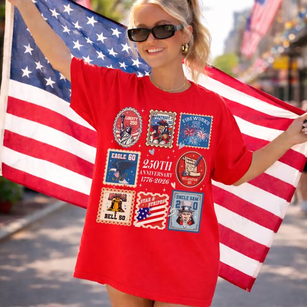 260114400 gm tshirt 2d celebrate usa 250th anniversary patriotic usa stampsmk red vu309 x85di