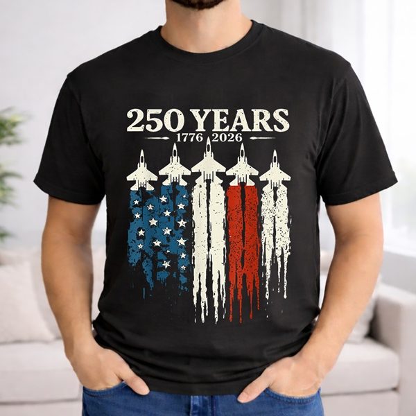 Flag Vintage 250 Years American 1776 2026 250th USA Birthday T-Shirt