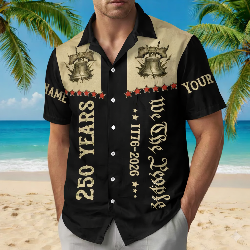 Personalized Name 250th America Anniversary Hawaiian Shirt , Patriotic USA 1776–2026 Shirt for Men Women, Independence Day Gift