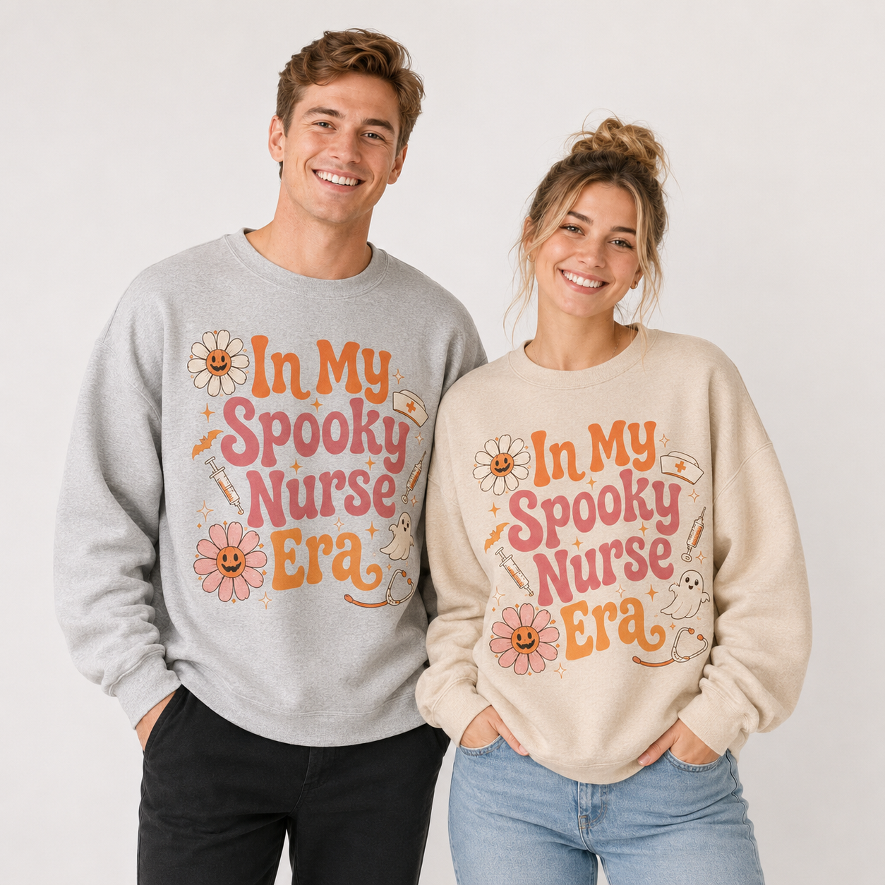 In My Spooky Nurse Era Halloween Nurse Sweatshirt, Cute Retro Nurse Sweater