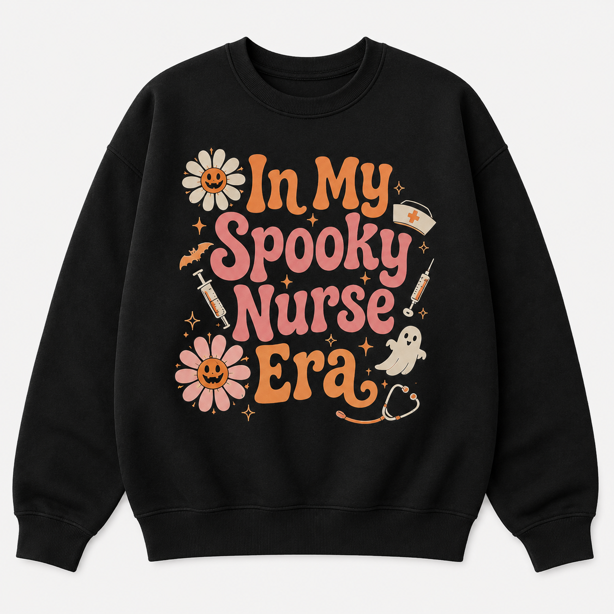 Alternative view of In My Spooky Nurse Era Halloween Nurse Sweatshirt, Cute Retro Nurse Sweater