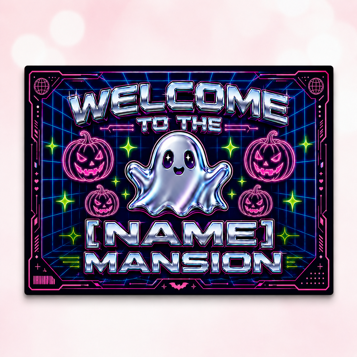 Personalized Y2K Cyber Ghost Mansion Halloween Doormat