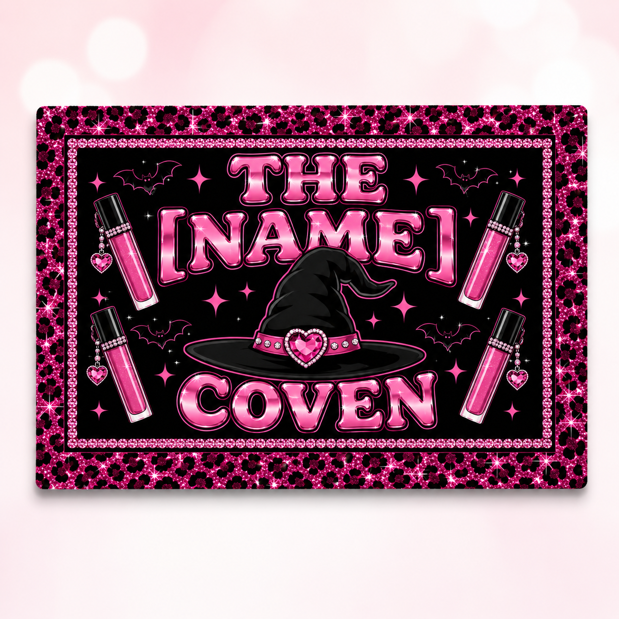 Personalized Y2K McBling Witch Coven Halloween Doormat