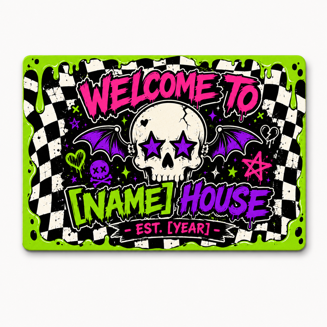 Homepage 13 Personalized Y2K Pop Punk Skull House Halloween Doormat