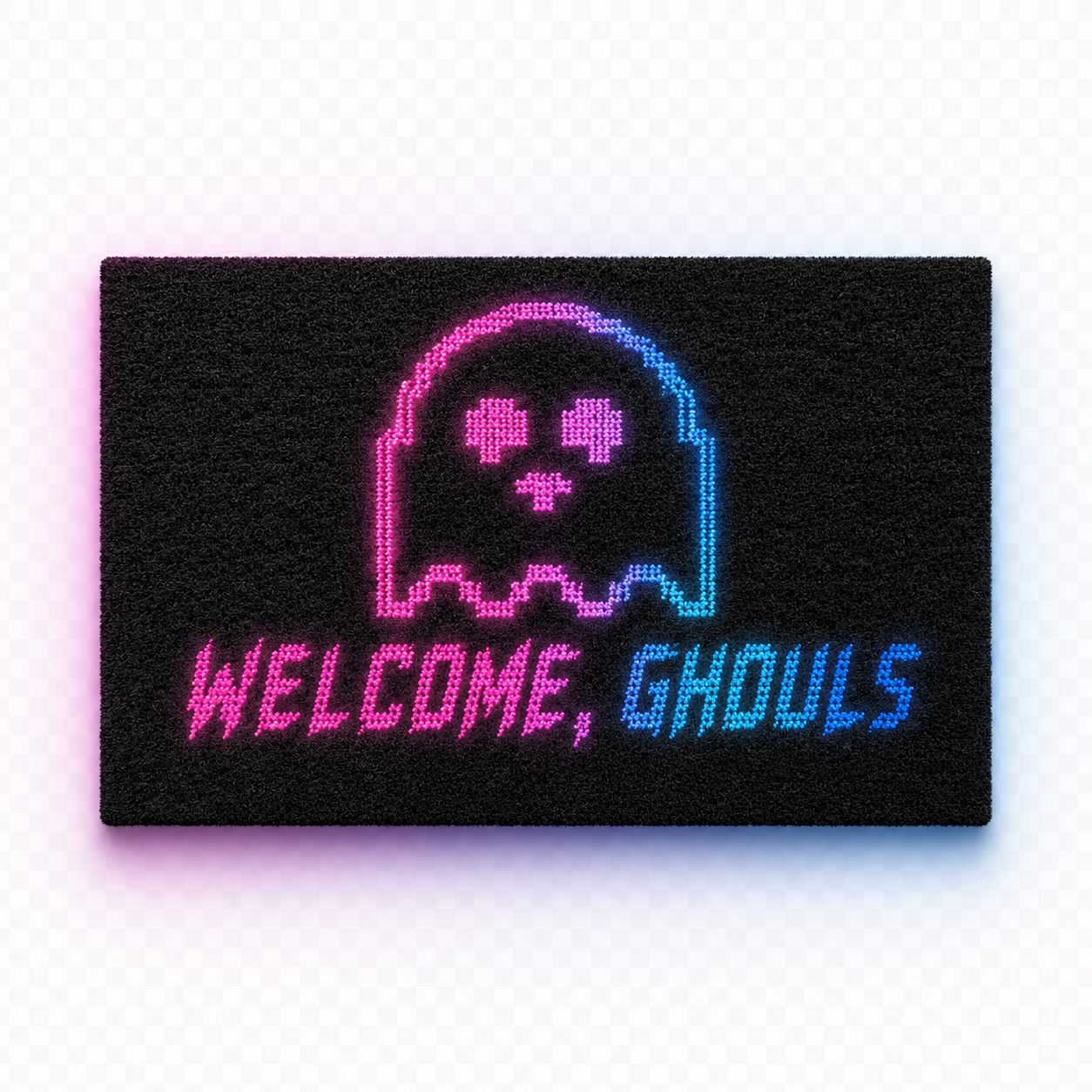 Personalized Neon Ghost Welcome Ghouls Halloween Doormat