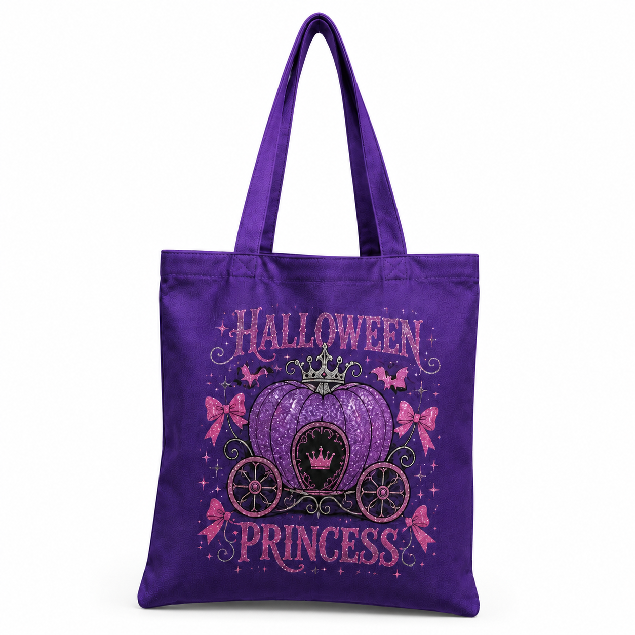 Homepage 9 Halloween Princess Pumpkin Carriage Tote Bag – Cute Purple Halloween Canvas Bag